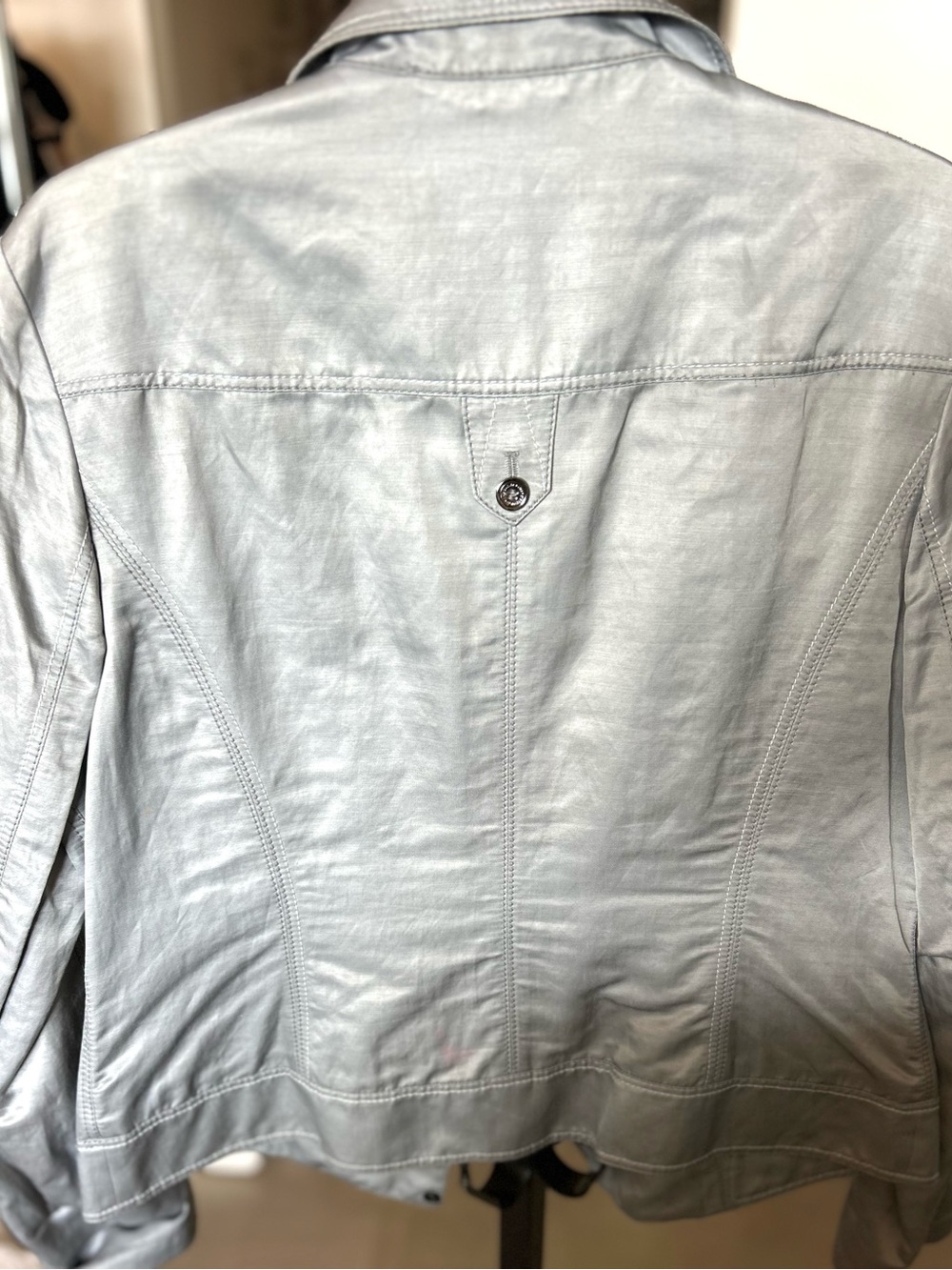 Basler Silver Button-Front Leather Jacket - Picture 9 of 13